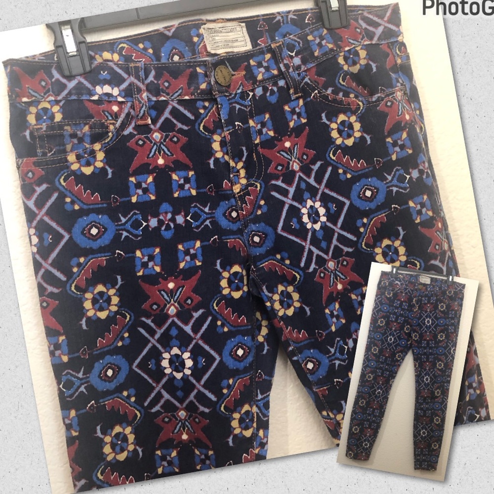 CURRENT/ELLIOTT Womens 29 Jeans The Ankle Skinny Multicolor Midnight Tapestry